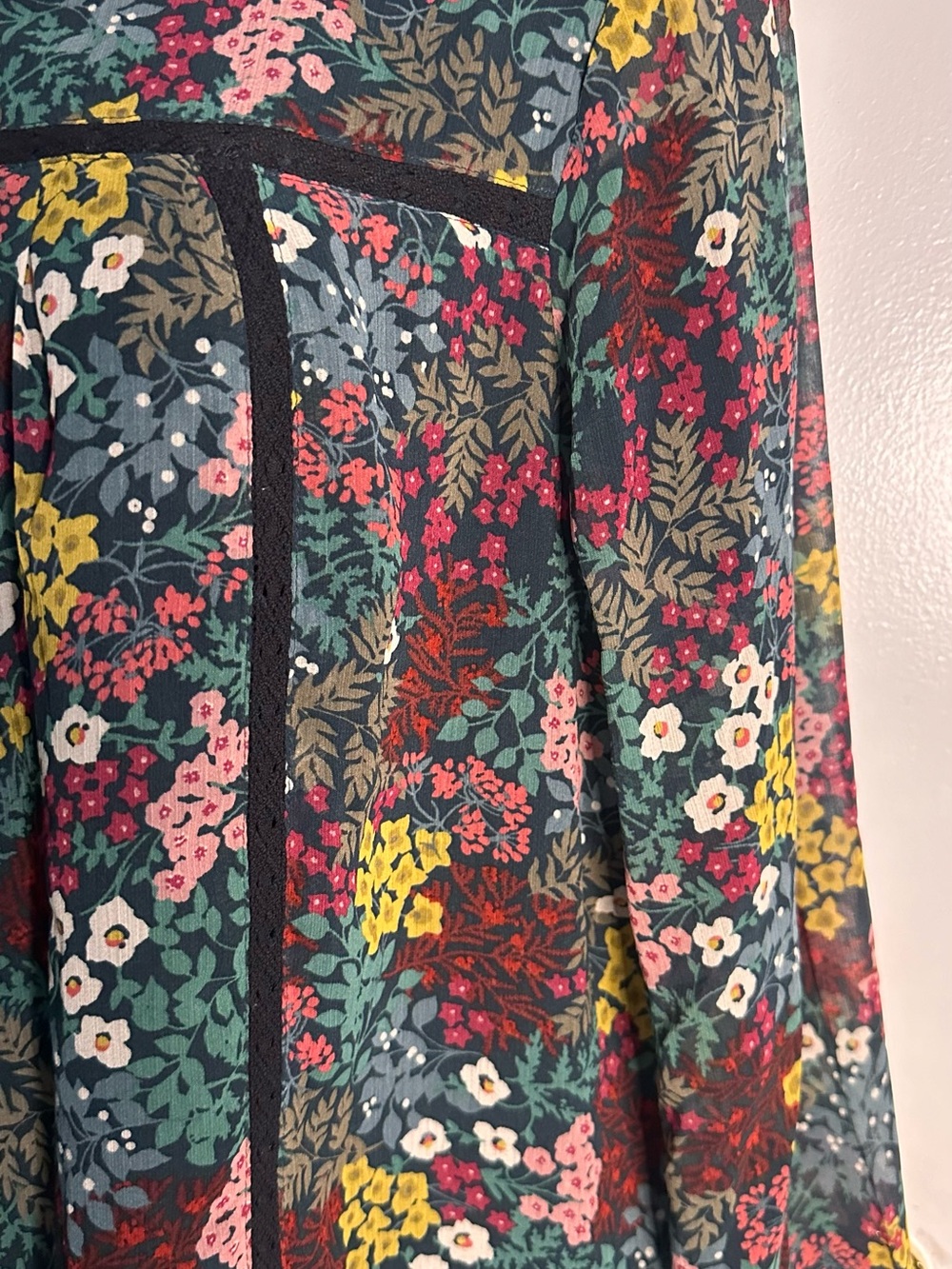LOFT Floral Dress in Teal, Maroon & Mustard - Picture 6 of 6